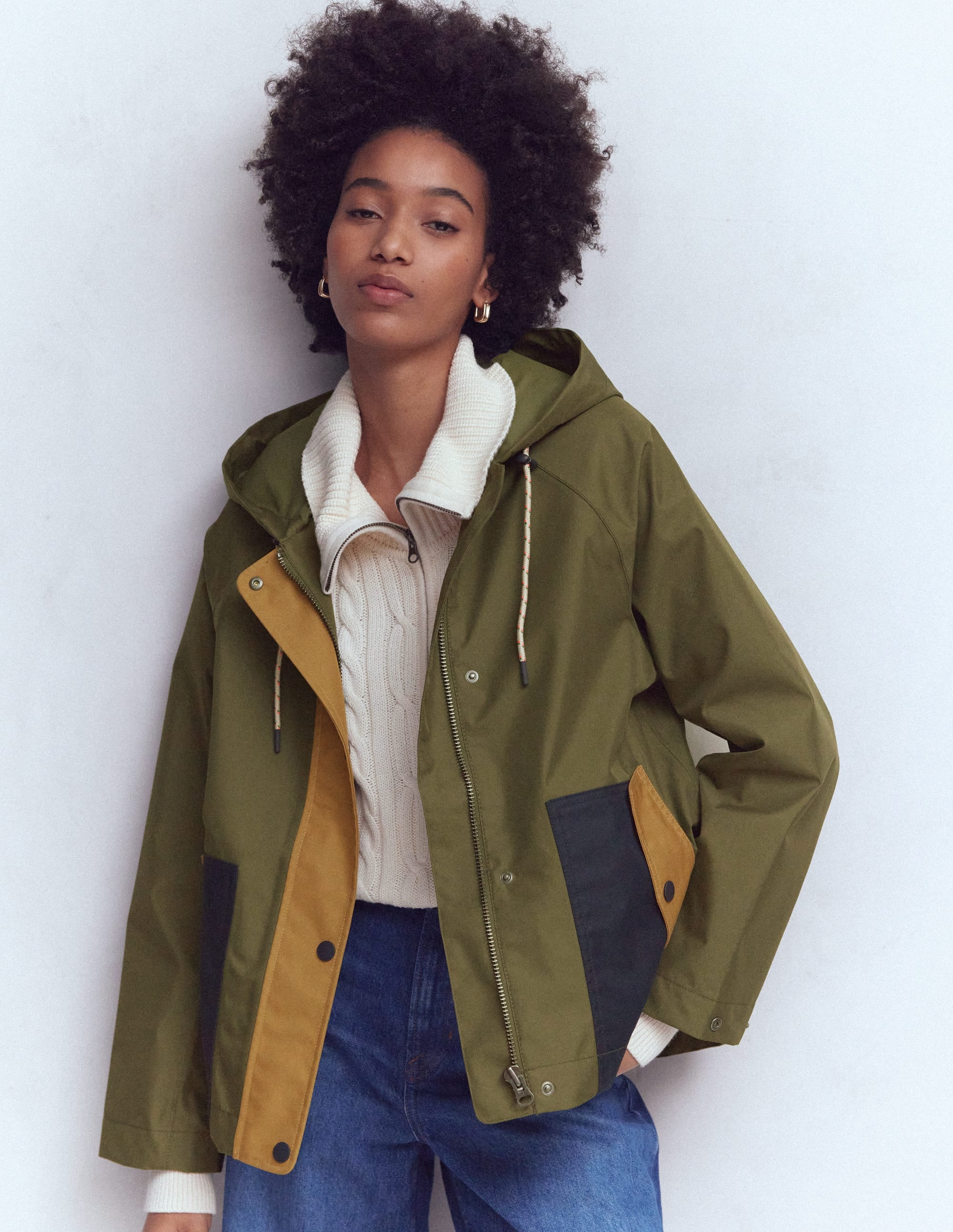 Lightweight Rain Mac-Woodland Green, Colourblock | Boden UK