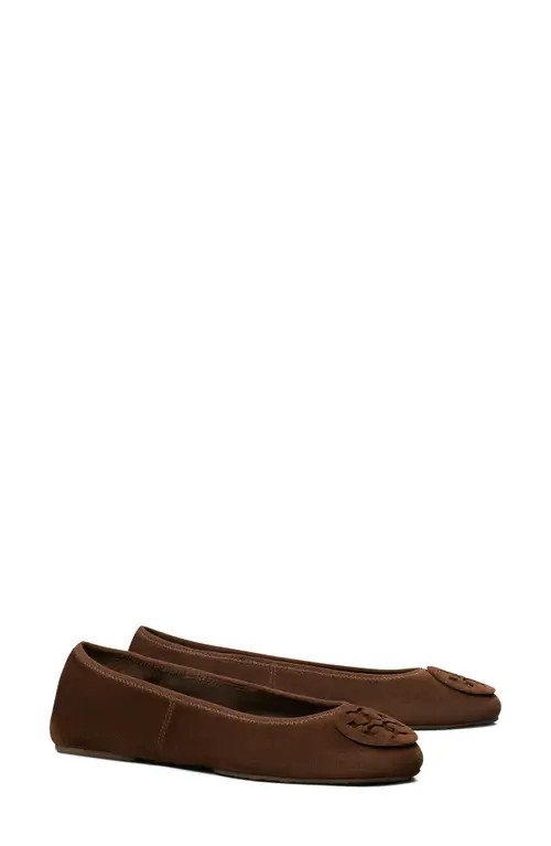 Tory Burch Reva Travel Ballet Flat in Dark Cocoa /Dark Cocoa at Nordstrom, Size 9 | Nordstrom