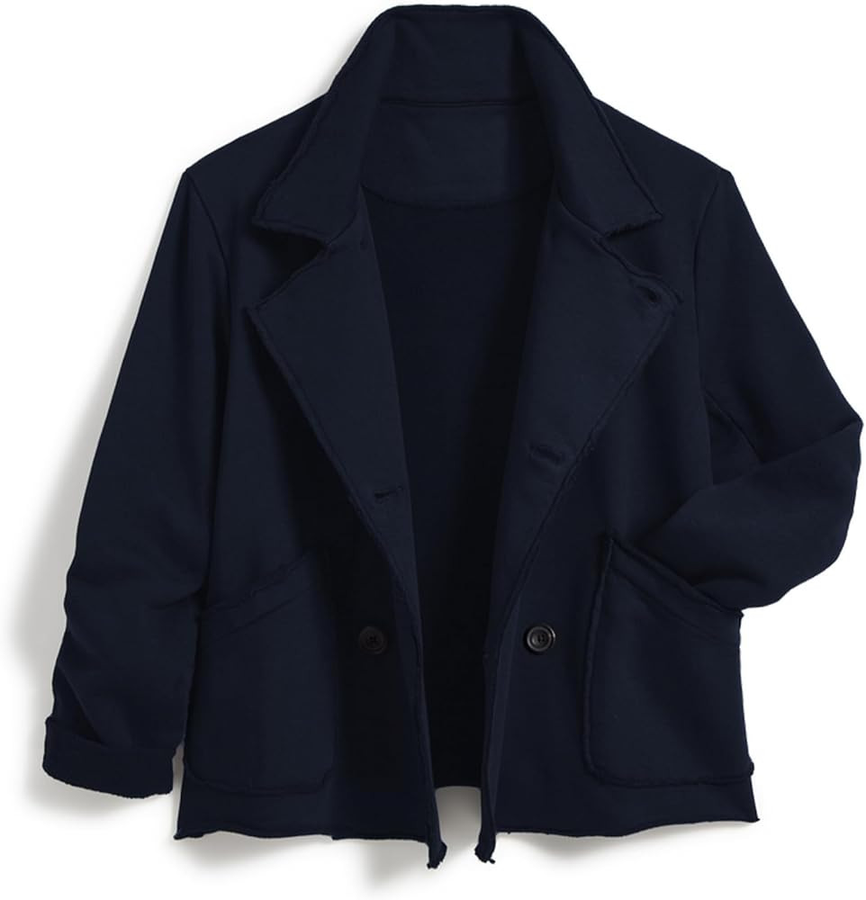 Ainangua Womens Crop Peacoat Notch Lapel Double Breasted Fall Winter Coat Button Classic Jackets Blazer Trench Coat | Amazon (US)