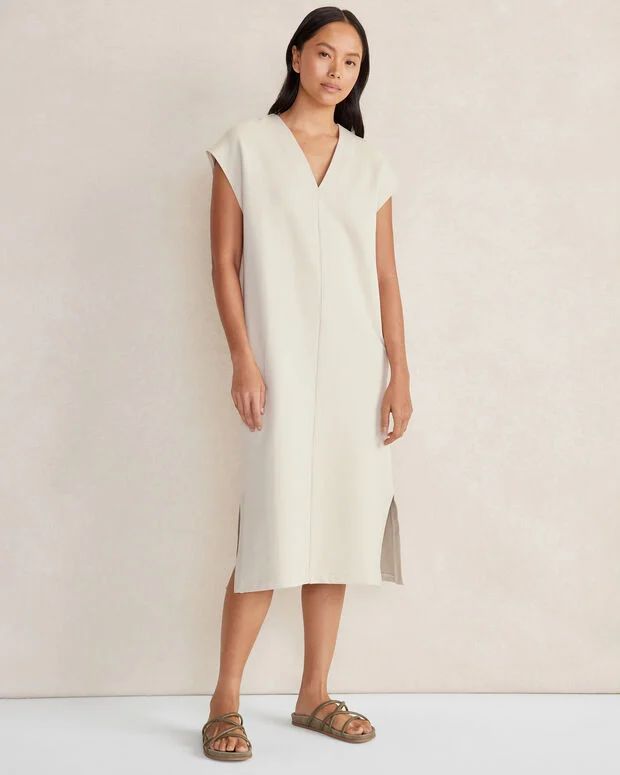 Organic Cotton French Terry V-Neck Dress | Talbots