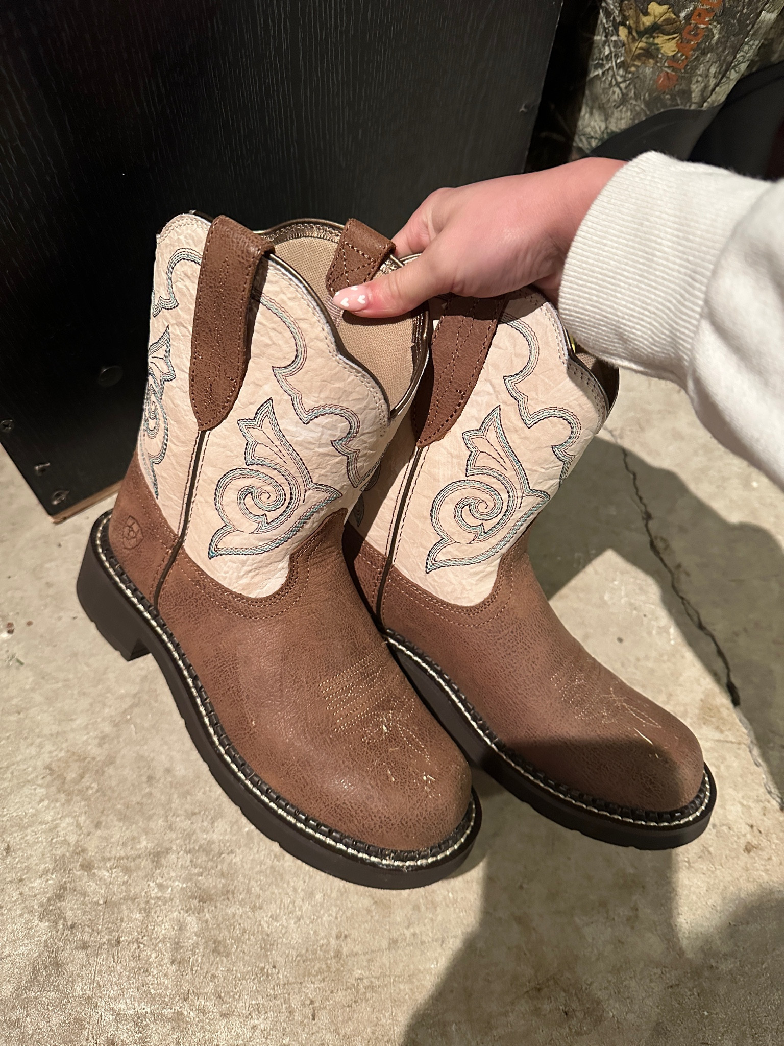 Cowgirl leather work boots for farm chores 

#LTKstyletip #LTKshoecrush #LTKworkwear