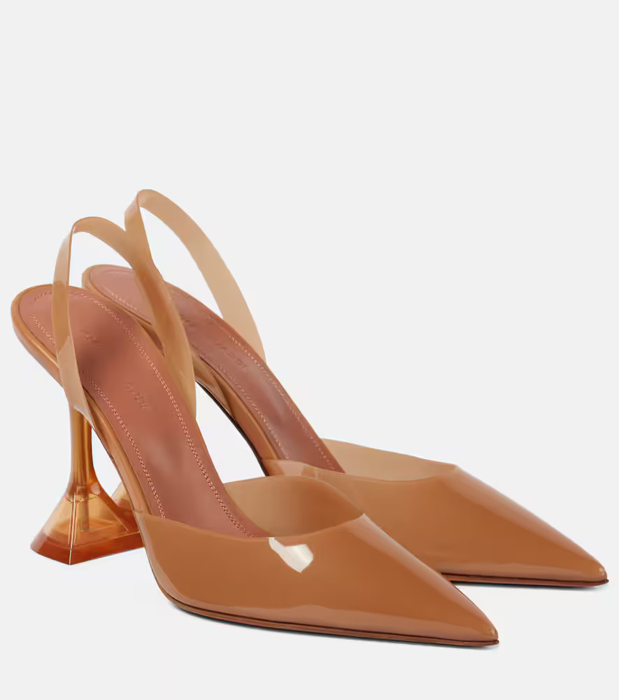 Amina Muaddi Holli Glass 95 PVC slingback pumps | Mytheresa (US/CA)