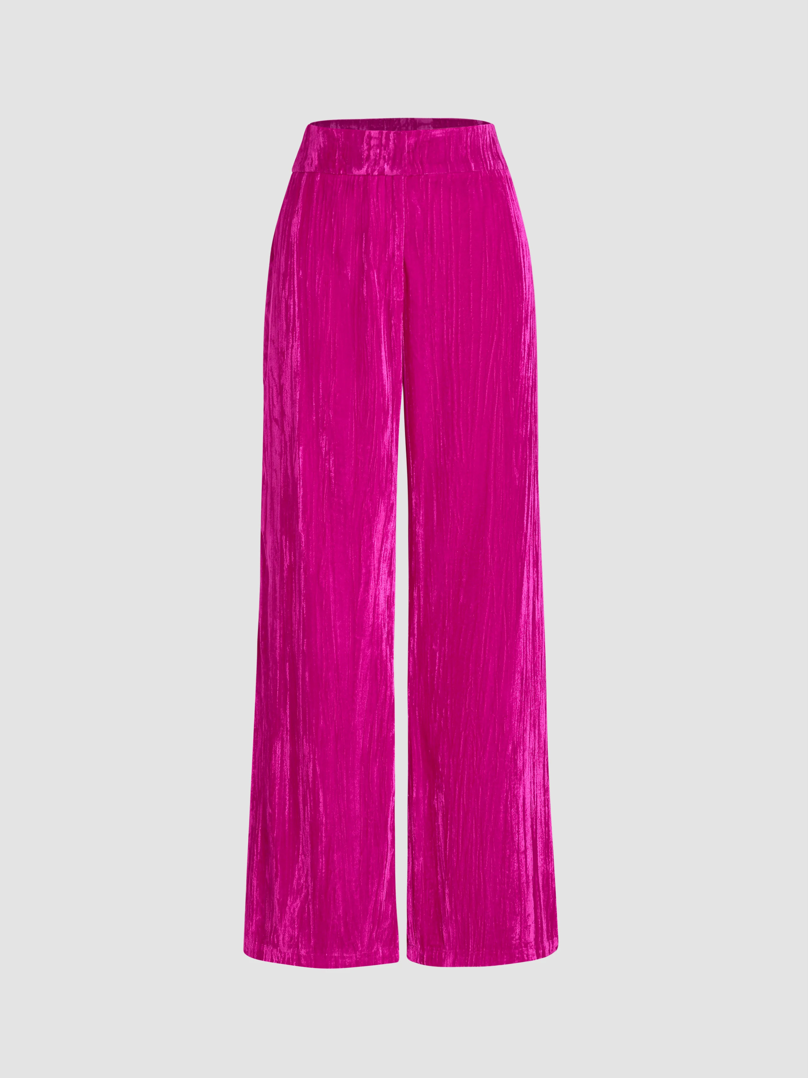 Velvet Velvet Solid Buckle Up Flared Trousers For Vacation Holiday | Cider
