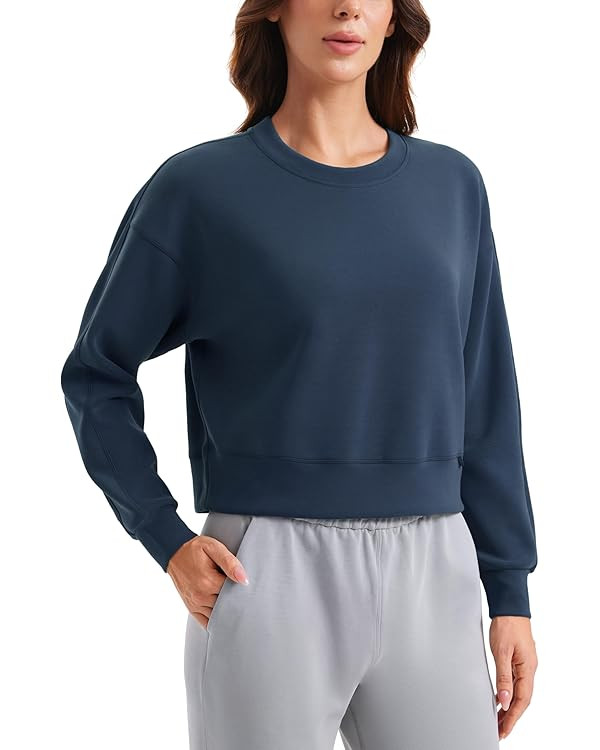 CRZ YOGA Womens SoftAura Crewneck Sweatshirt Long Sleeve Workout Casual Pullover Tops Basic Fall ... | Amazon (US)