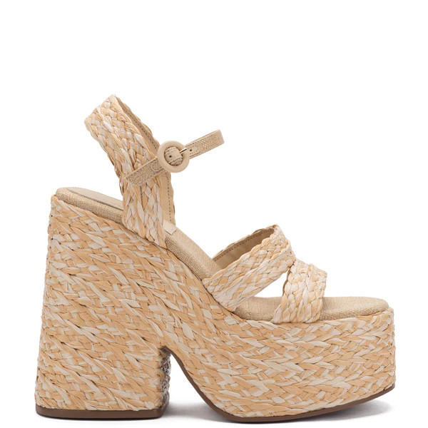 Carmen Platform Sandal In Natural Raffia | Larroude