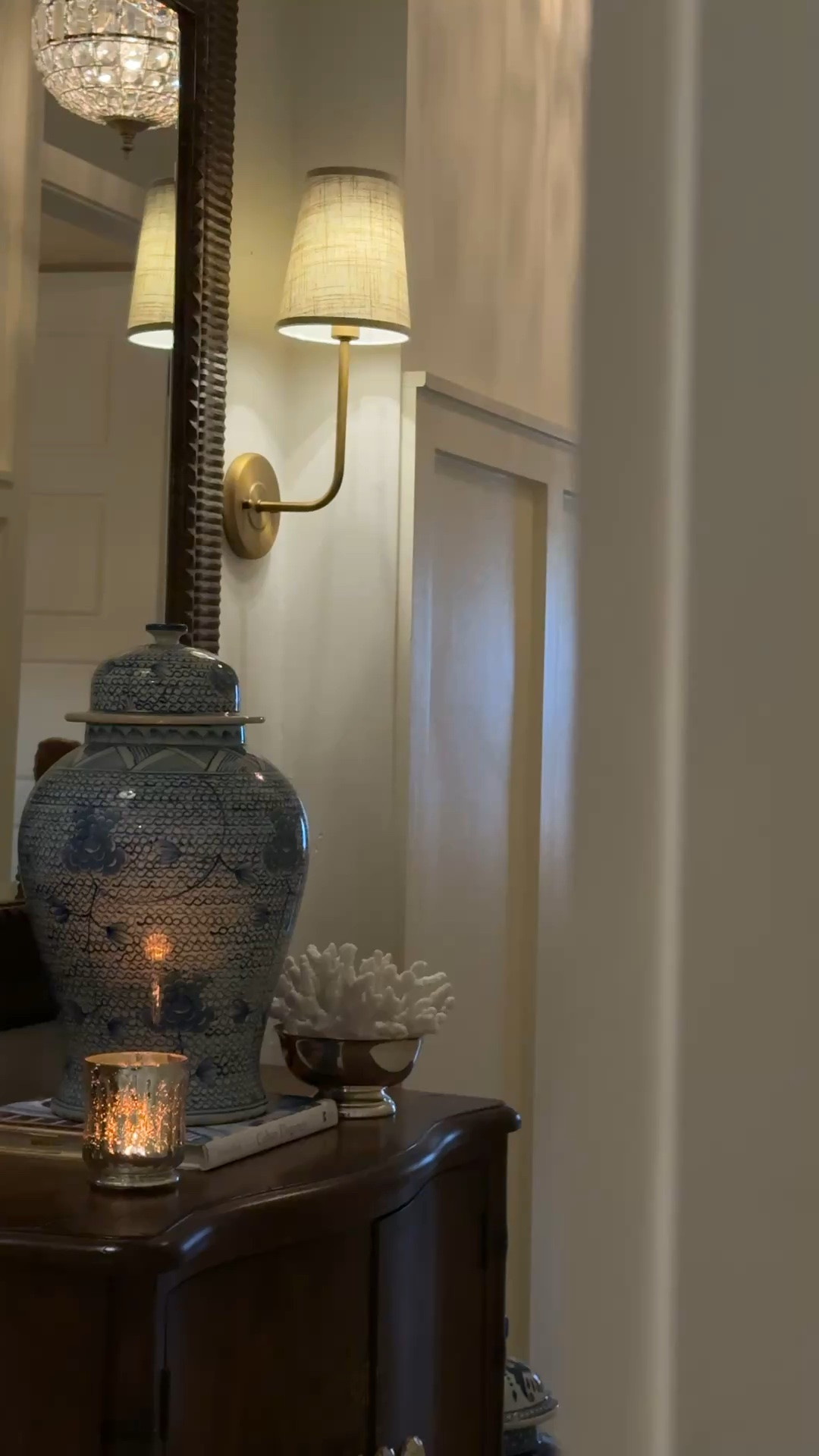 A little hallway moment with a few favorite pieces 

Ginger Jar. Chinoiserie. Blue & White. Summer Decor. Coral. Revere Silver Bowl. Wall Sconces. Classic Interiors. LavenderRoseHome

#LTKHome