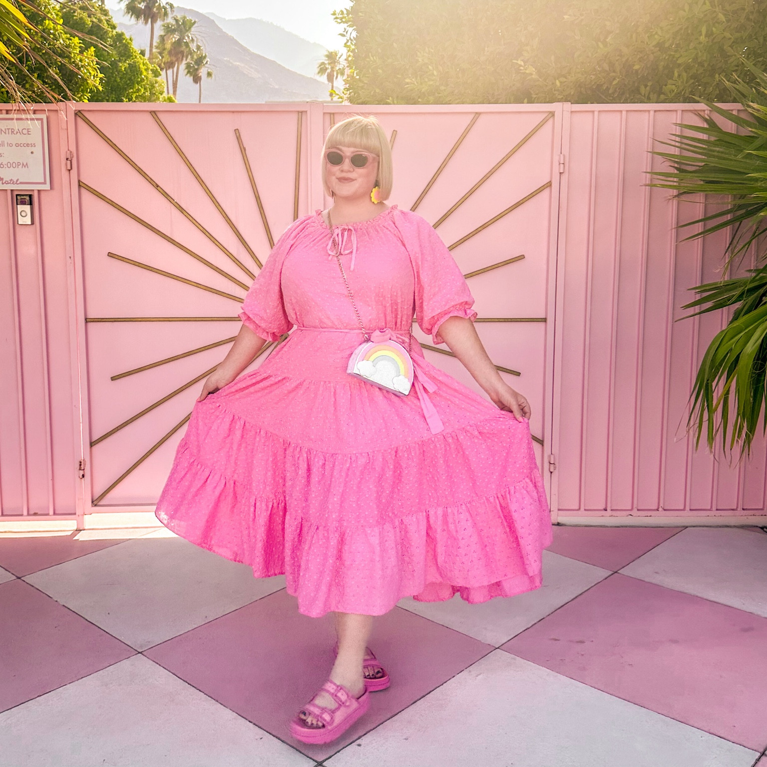 Palm Springs Vacation Outfit. Plus size vacation dress. Pink vacation dress. Super comfy and the perfect bubblegum pink! I’m wearing size large because it’s oversized! #vacationoutfits #vacationdress

#LTKPlusSize #LTKMidsize