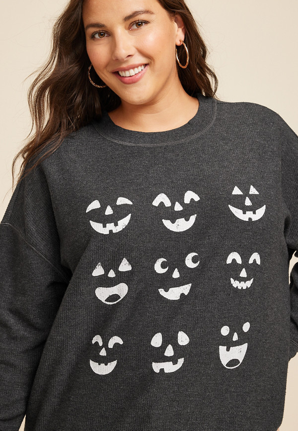 Cute Ghost Halloween Sweatshirts For Women 2025 Long Sleeve Casual Loose Cute Ghost Graphic Sweatshirt Pullover Tops