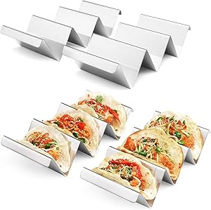 Taco Holders 4 Packs - Stainless Steel Taco Stand Rack Tray Style by ARTTHOME, Oven Safe for Baki... | Amazon (US)