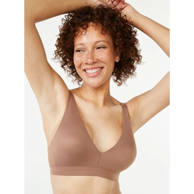 Joyspun Women's Unlined Soft Brushed Plunge Bralette, Sizes S to 3XL | Walmart (US)