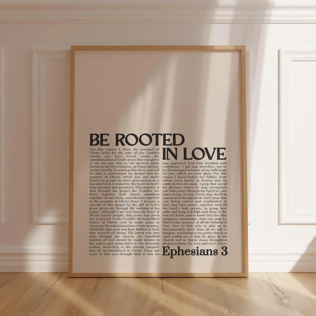 Be Rooted in Love Printable Minimalist Bible Verse Wall Art Ephesians 3 Scripture Art - Etsy | Etsy (US)