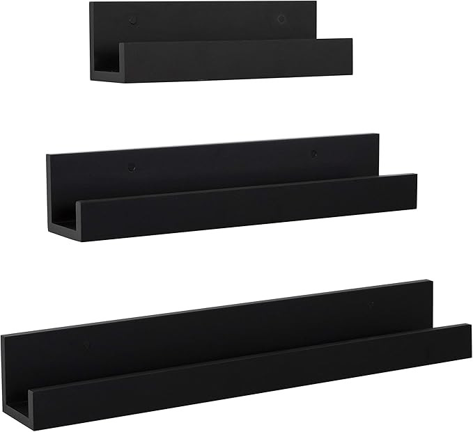 Kate and Laurel Levie Modern Mixed Size Wood Shelf Set, Set of 3, Black, Chic Contemporary Photo ... | Amazon (US)