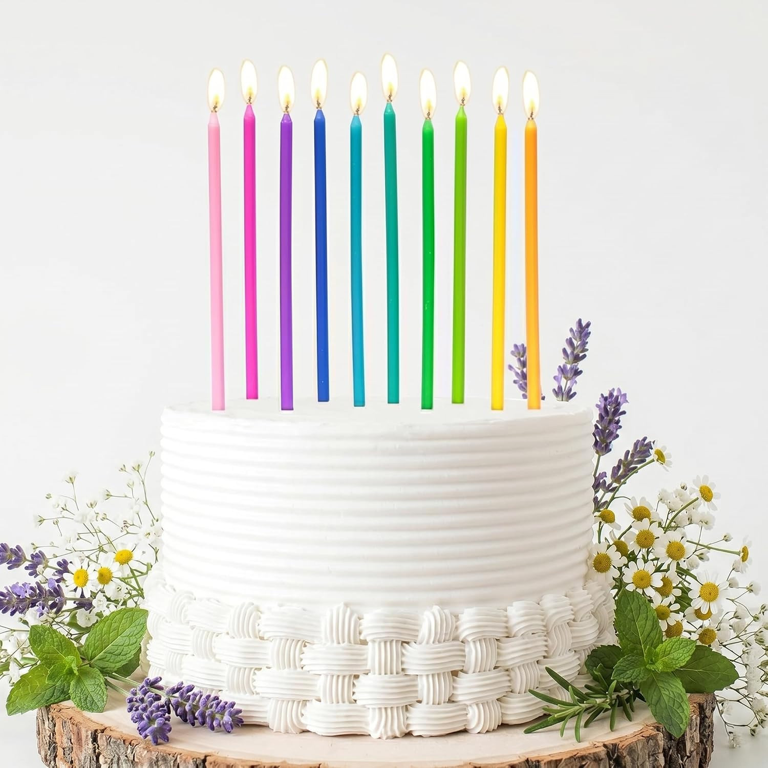 PHD CAKE 40-Count Rainbow Long Thin Birthday Candles, Cake Candles, Birthday Parties, Wedding Decorations, Party Candles | Amazon (US)