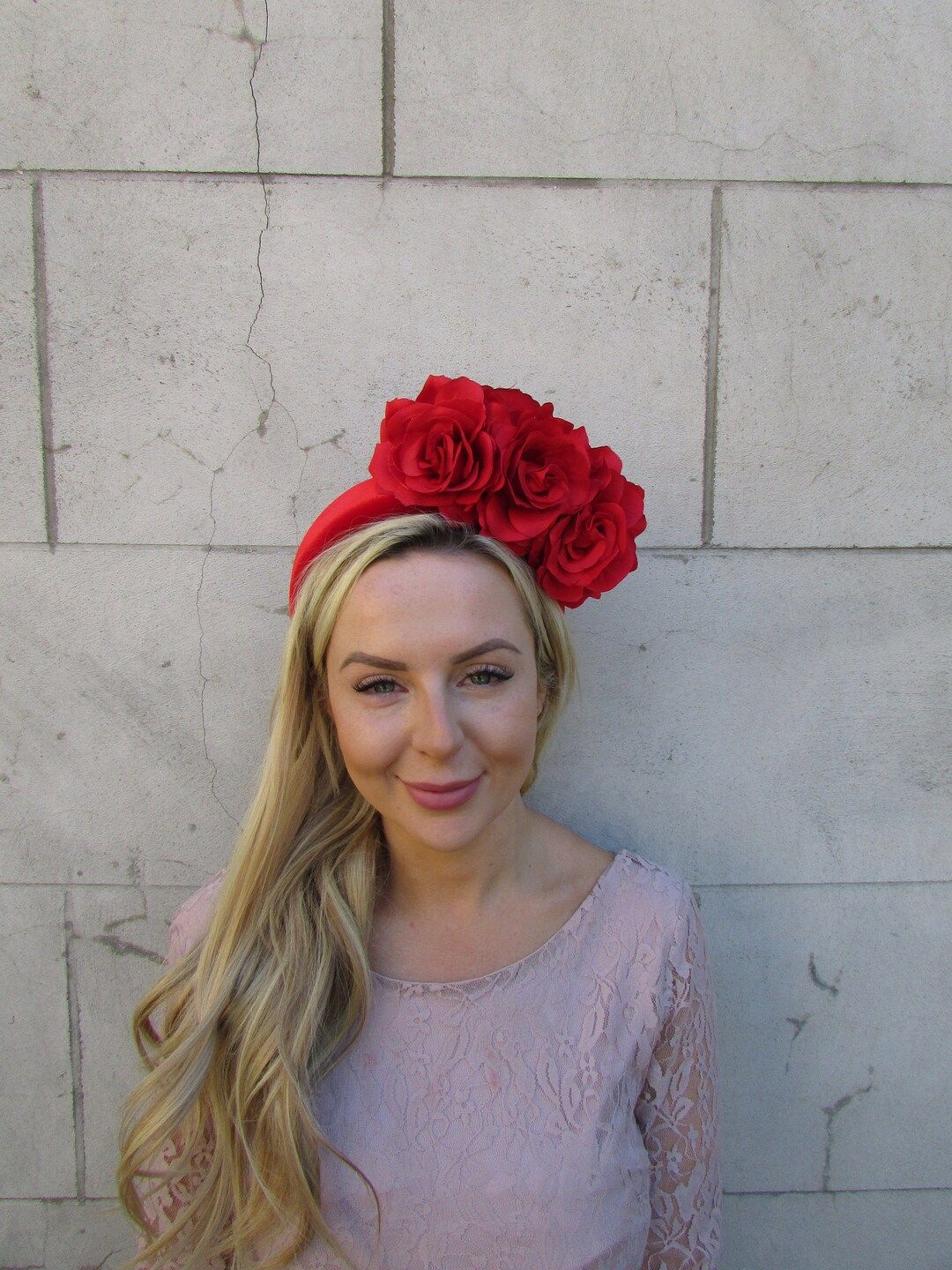 Bright Red Rose Flower Velvet Padded Headband Fascinator Headpiece Wedding Races Hairband Halo SH... | Etsy (US)
