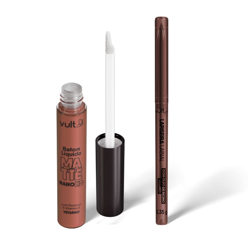 Combo Castanho Claro: Lapiseira Labial 0,35g + Batom Líquido Matte 5ml | VULT | Vult (BR)