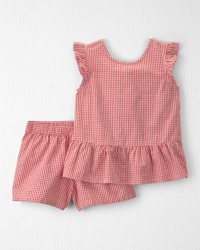 Little Planet Girls 2-Piece Top & Short Set Made with Organic Cotton 7 Red Gingham | Carter's Inc
