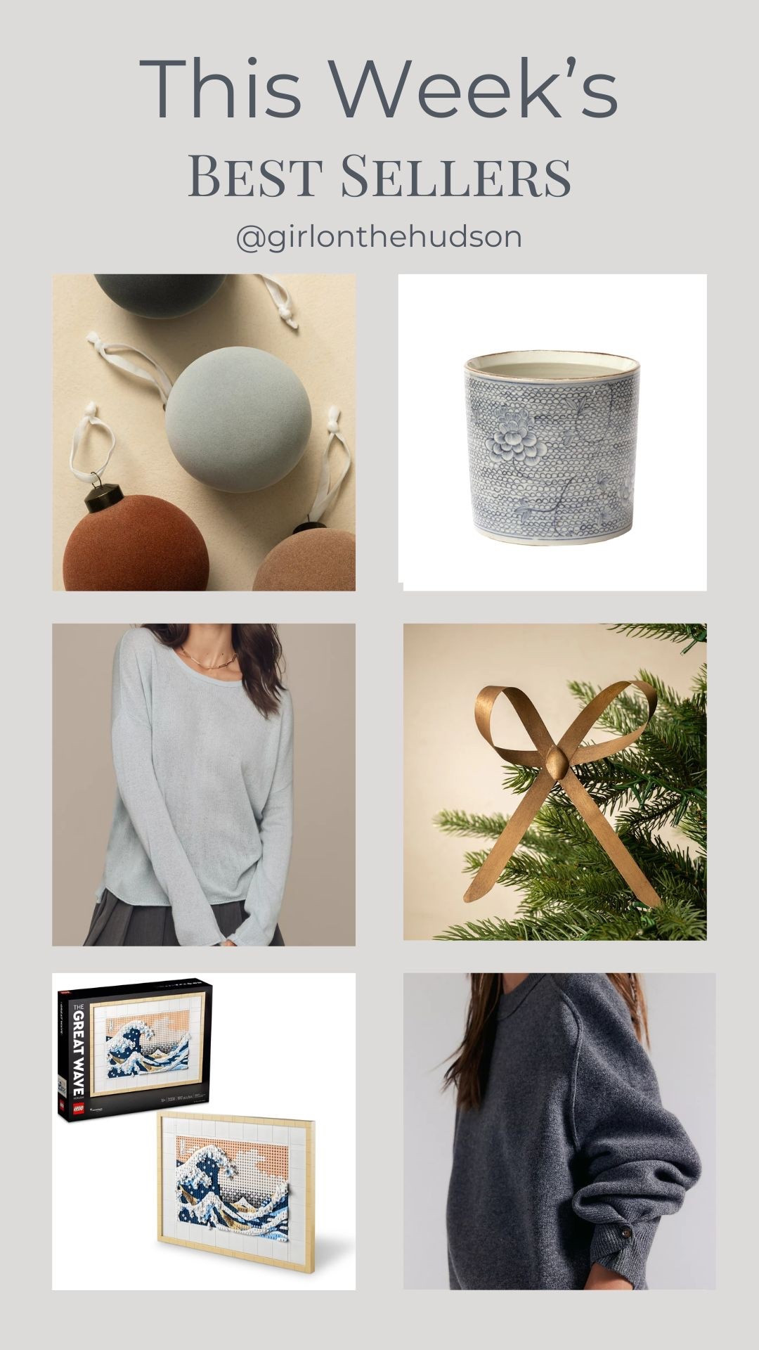 This week’s best sellers and favorites: the perfect sweater, my favorite planter (look great with a mini tree!!), velvet ornaments, a bow ornament 

#LTKHoliday #LTKGiftGuide #LTKHome