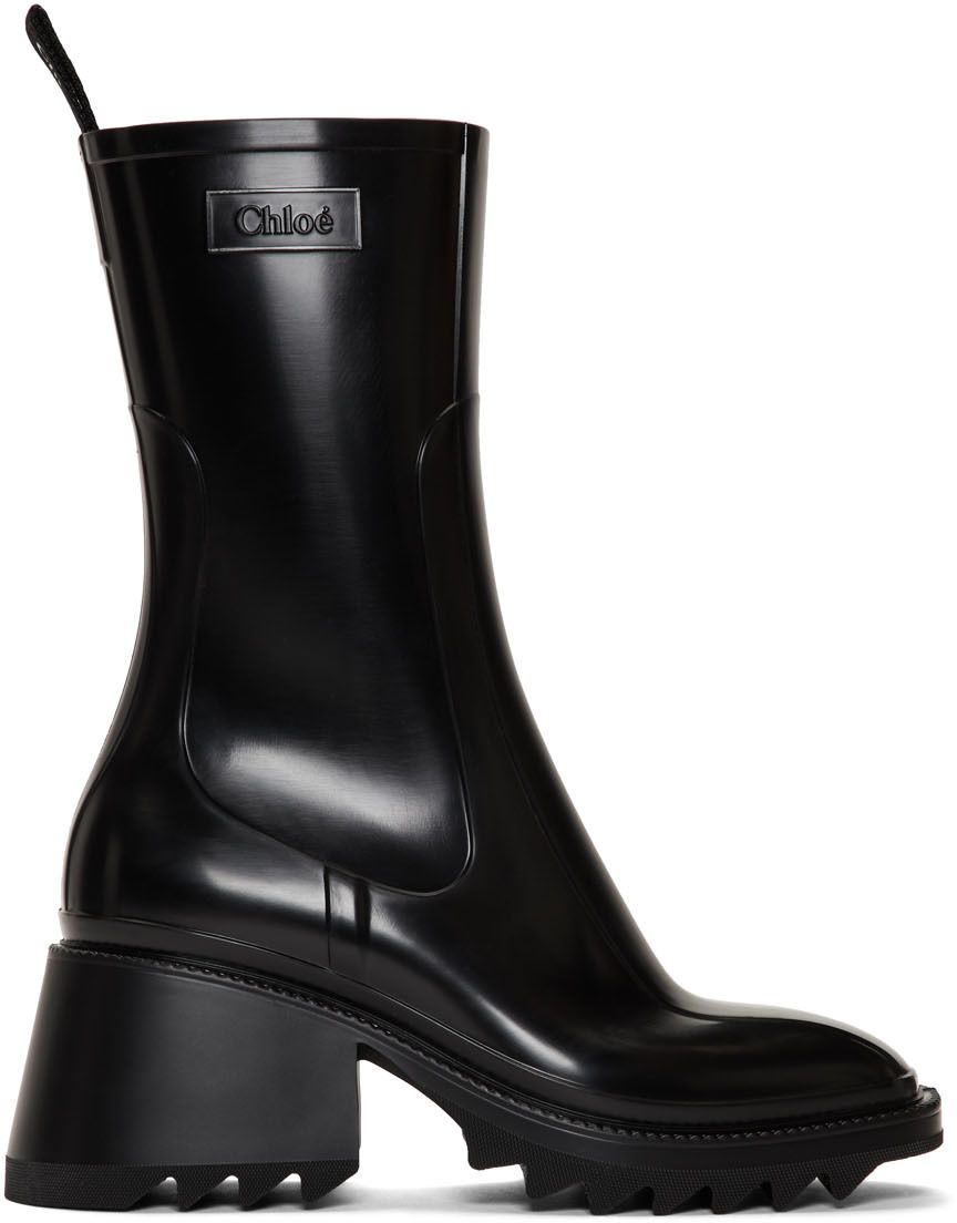 Black PVC Betty Rain Boots | SSENSE