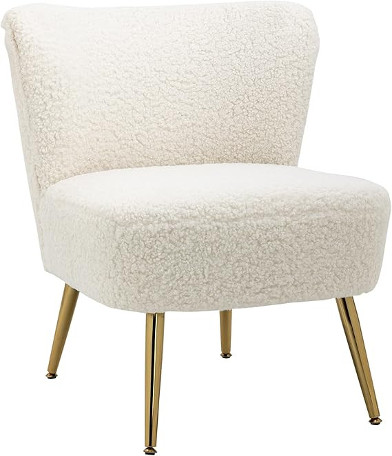 HOMCOM Armless Accent Chair for Bedroom, Upholstered Side Chairs for Living Room with Gold Steel ... | Amazon (CA)
