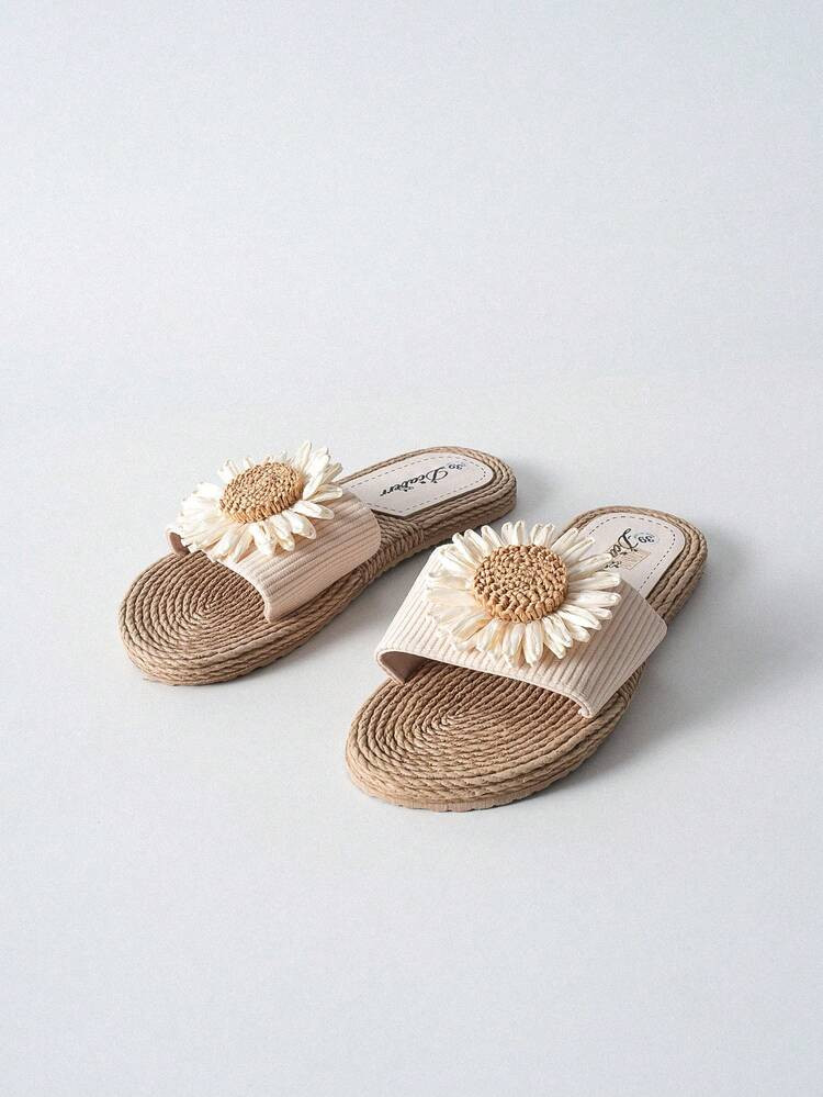Raffia flower sandals | SHEIN