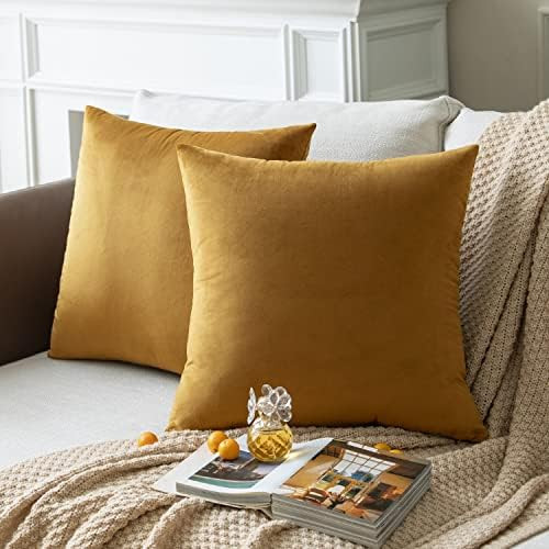 Amazon.com: Colormz Juego de 2 fundas de almohada de terciopelo sólido de color marrón dorado, ... | Amazon (US)