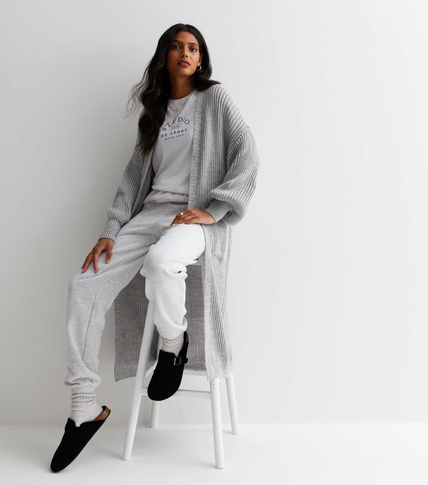 Gini London Pale Grey Chunky Knit Long Cardigan
						
						Add to Saved Items
						Remove from... | New Look (UK)