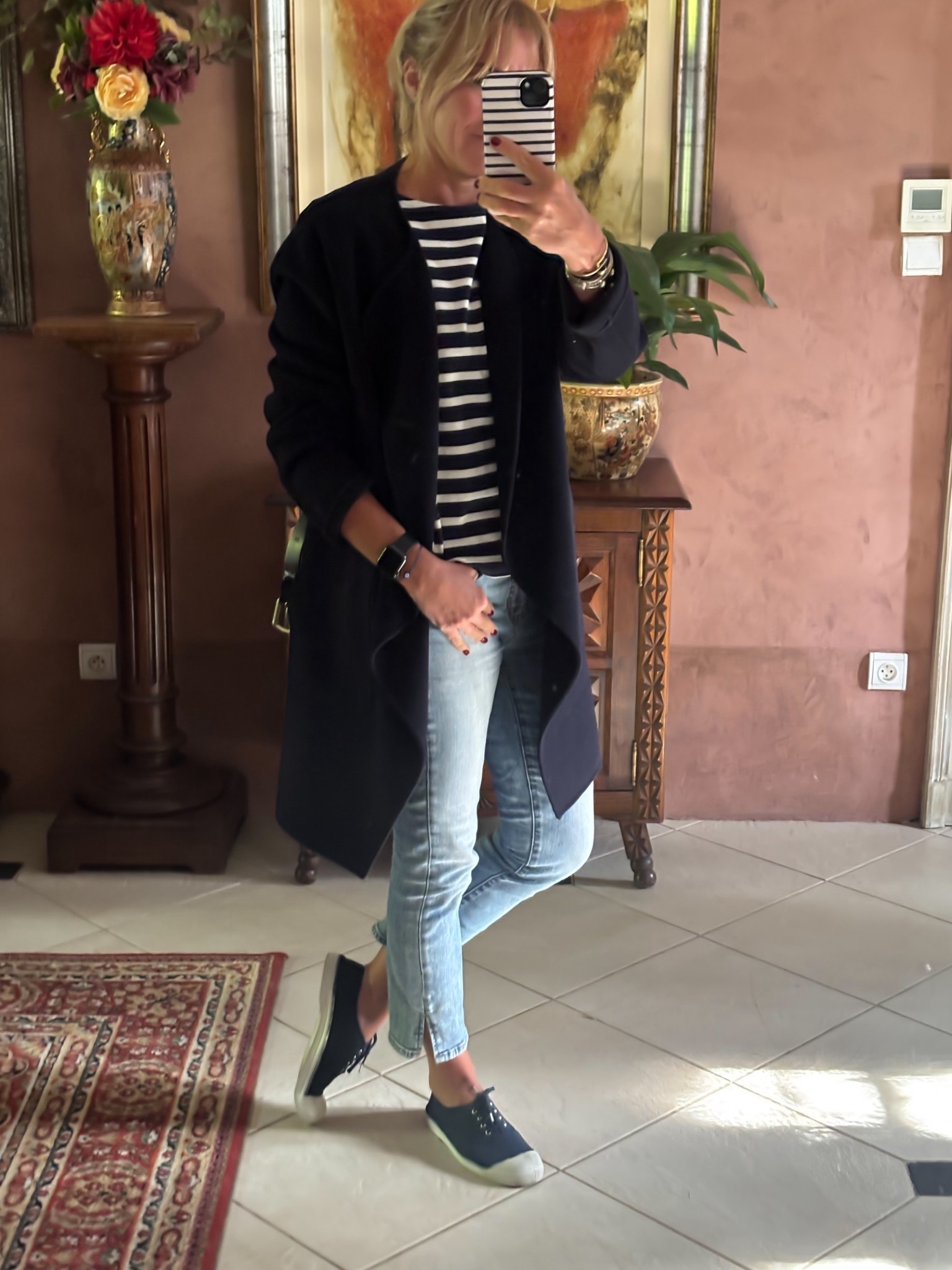 Everyday simple style
.
#stripes #everydayfashion #mymidlifefashion #whatimeearing #frenchfashion 

#LTKeurope #LTKover50style #LTKautumn