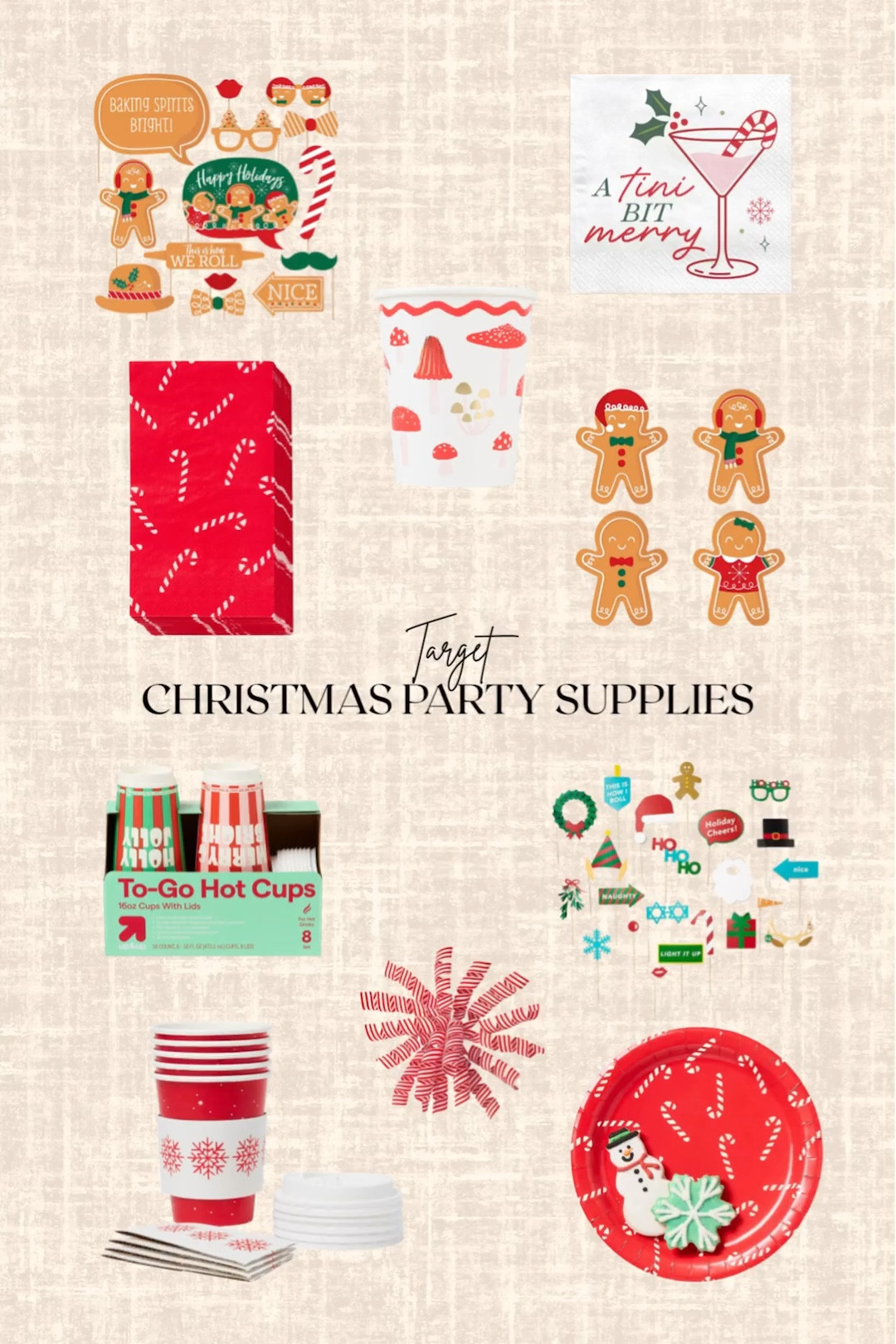 Target Christmas Party supplies! 

Cups, paper plates, napkins, holiday party props kit 

#LTKFindsUnder50 #LTKHoliday #LTKHome