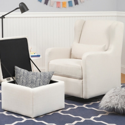 Carter's by Davinci Adrian Swivel Glider With Storage Ottoman, White | Ashley Homestore