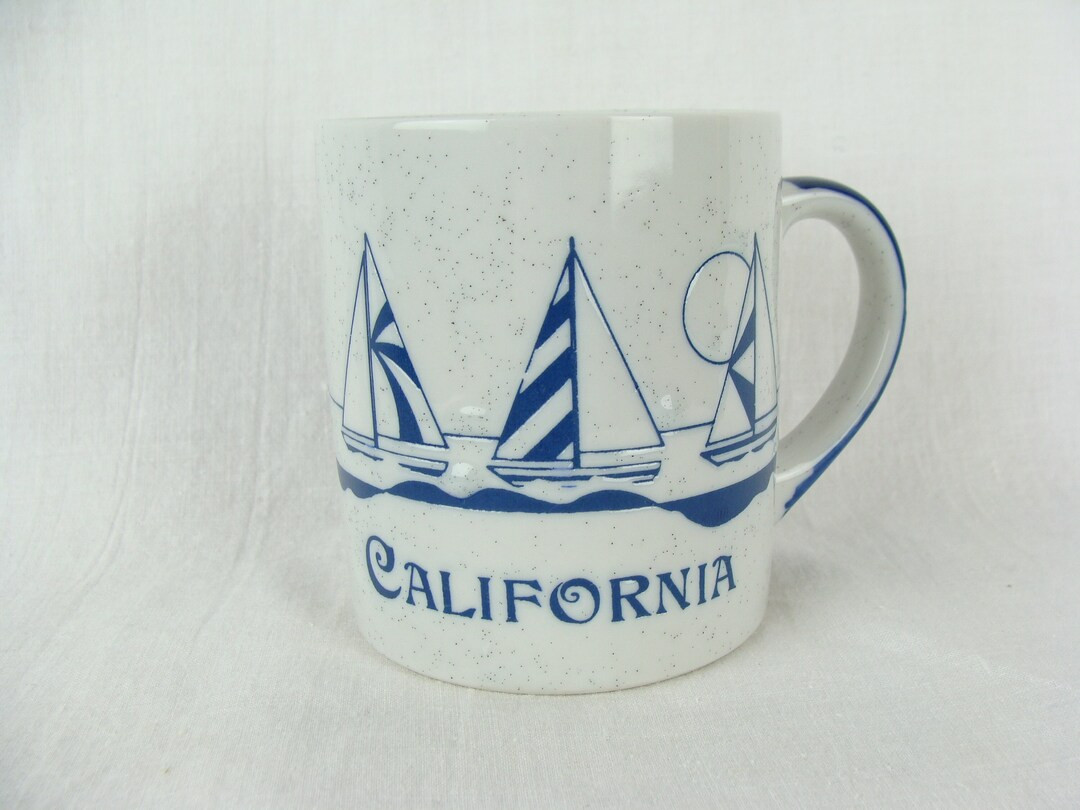 Vintage California Mug 80s Speckled Stoneware Mico 86 Souvenir Travel Mug Boats Beach Retro Coffe... | Etsy (US)