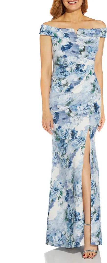 Adrianna Papell Floral Metallic Off the Shoulder Evening Gown | Nordstrom | Nordstrom