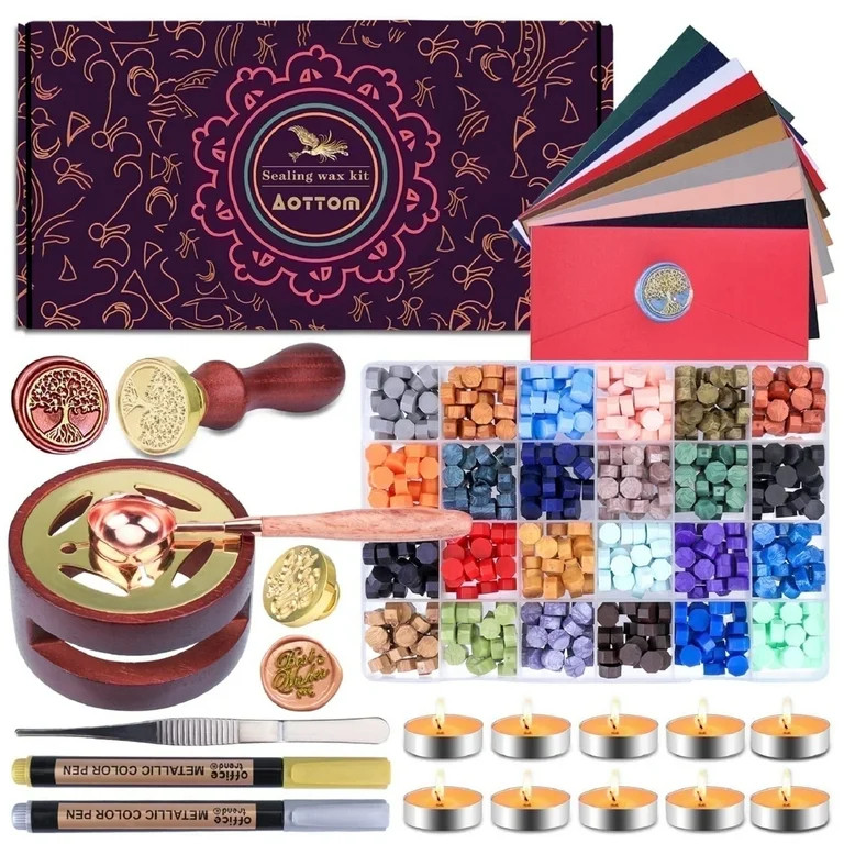 Giphtpoeet Wax Seal Stamp Kit with Gift Box, 24 Colors 650 Pcs Beads, DIY Craft for Birthday Wedd... | Walmart (US)