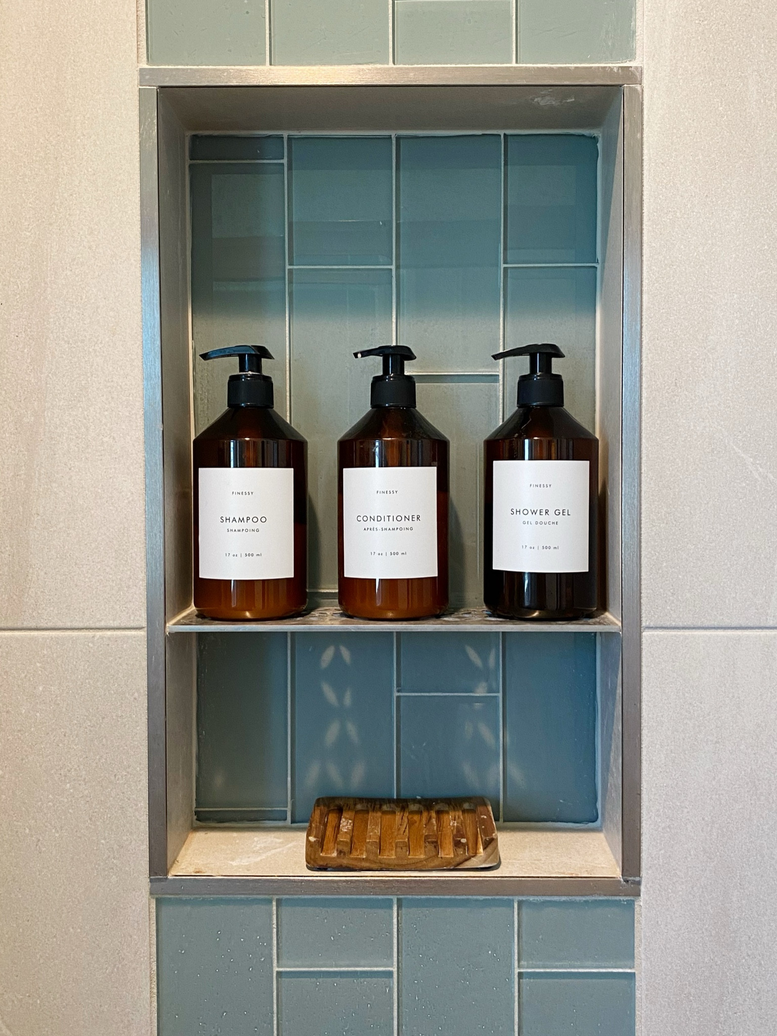 Bathroom decor
Shower niche
Amber glass bottles

#LTKHome