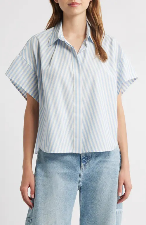 rag & bone Martha Poplin Shirt in Blue Stripe at Nordstrom, Size X-Large | Nordstrom