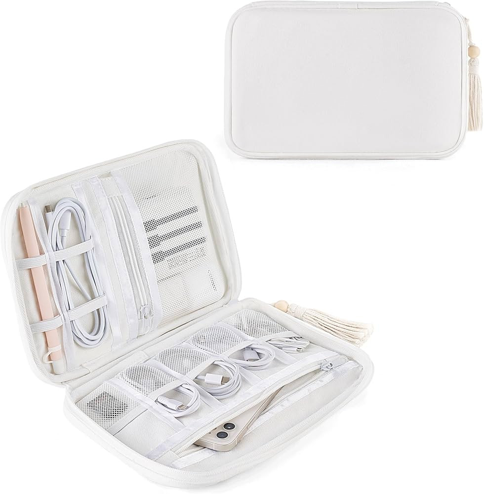 Mkono Electronics Organizer Travel Cable Cord Organizer Bag, White Portable All-in-One Accessorie... | Amazon (US)