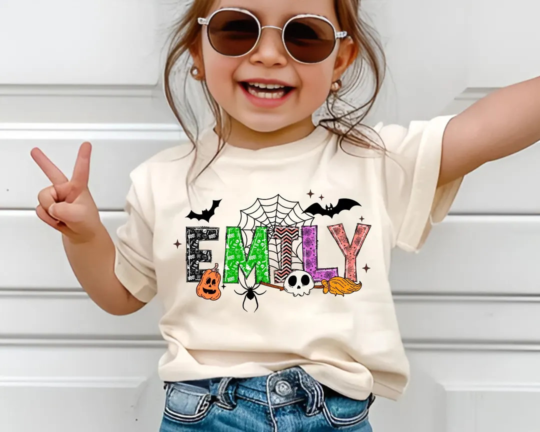 Personalized Halloween Name Kid Shirt, Kids Halloween Shirt, Custom Halloween Shirt, Custom Name ... | Etsy (US)