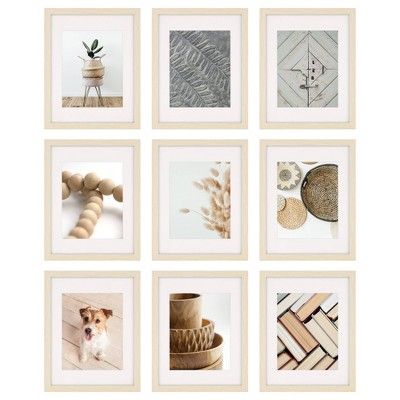 9pc 8" x 10" Gallery Wall Picture Frame Set with Decorative Art Prints/Hanging Template - Instapo... | Target