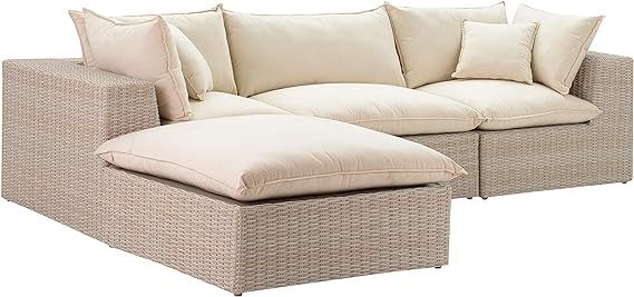 TOV Furniture Cali Natural Wicker Outdoor Modular Sectional | Amazon (US)