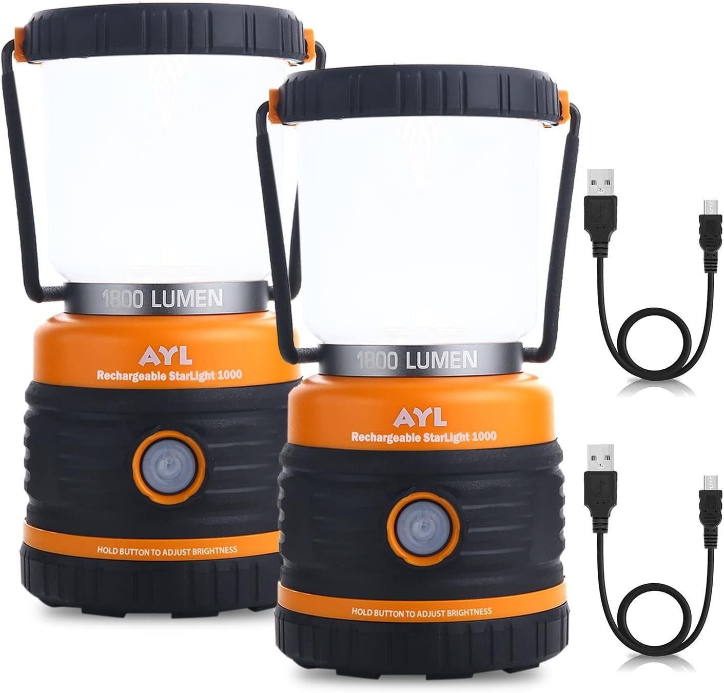 LED Camping Lantern Rechargeable, 1800LM, 4 Light Modes, 4400mAh Power Bank, IP44 Waterproof, Perfect Lantern Flashlight for Hurricane, Emergency, Power Outages, Home and More, with USB Cable (2 Pack) | Amazon (US)