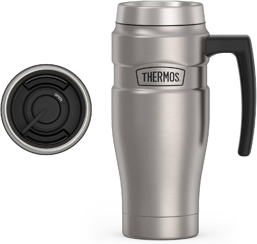 THERMOS Stainless King Vacuum-Insulated Travel Mug with Handle - 16oz, Matte Steel - Thermos Tumb... | Amazon (US)