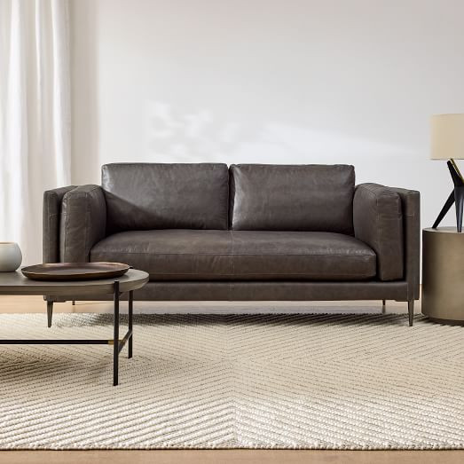 Anton Leather Sofa - Metal Legs (76"–96") | West Elm (US)