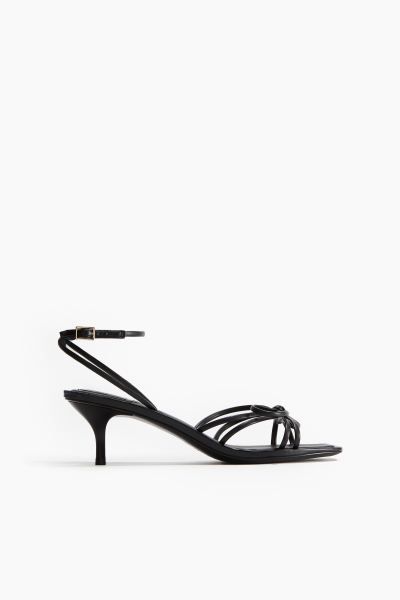 Bow-detail heeled sandals - Low heel - Black - Ladies | H&M GB | H&M (UK, MY, IN, SG, PH, TW, HK)
