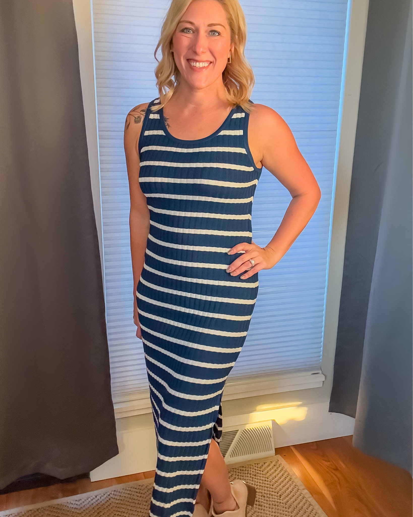 Pair this trendy bodycon dress with sneakers, sandals, high heels, earrings, or a necklace for an effortless and fashionable look! Layer it with a coat or cardigan and style it with boots in cooler weather. Suitable for all seasons and can be dressed up or down!