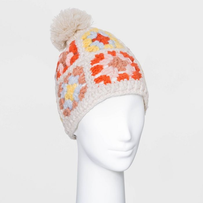 Women's Crochet Square Pom Beanie - Wild Fable™ | Target