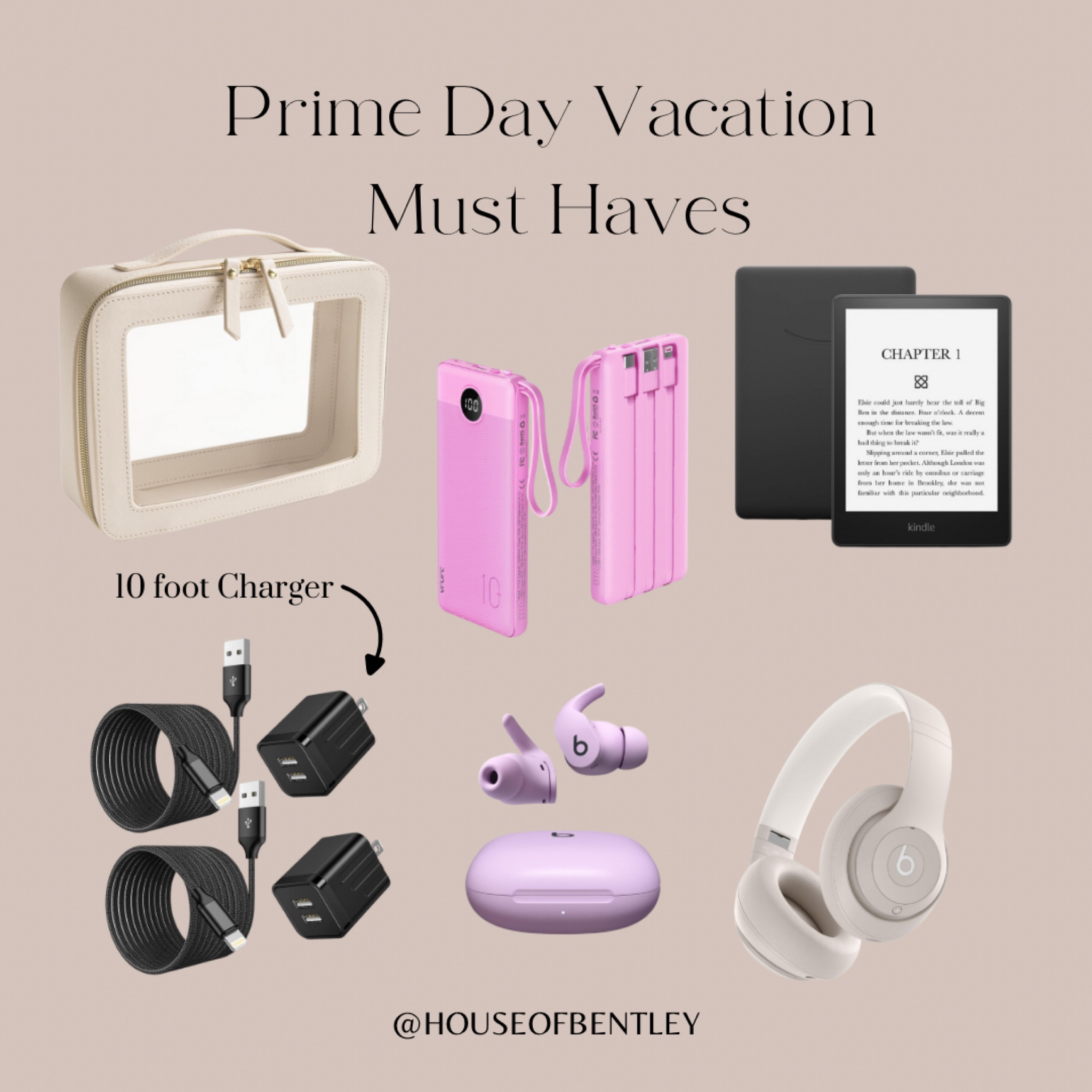 What I pack every trip. Must have vacation essentials are all my electronic type items in a clear case. Kindle, Beats headphone and earbuds, external battery charger, 10 foot extra phone cords. Amazon Prime Day Deals!

#LTKFindsUnder50 #LTKSaleAlert #LTKTravel