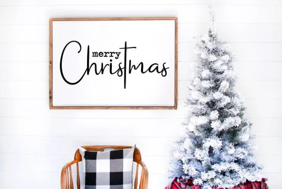 Merry Christmas Sign, Farmhouse Christmas Tree Decor, Christmas Wall Hangings, Christmas Wall Dec... | Etsy (US)