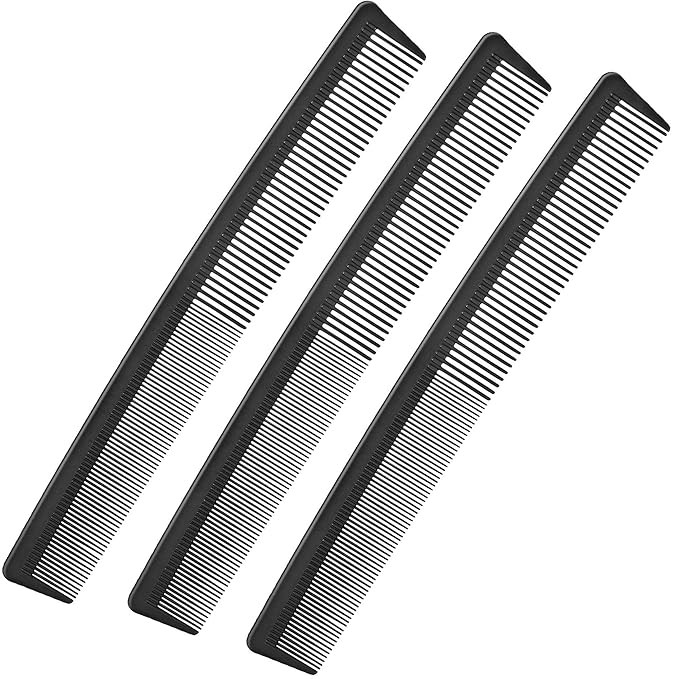 3 Pack Black Carbon Barber Fiber Cutting Comb,Fine Tooth Hair Comb,Hairdressing Styling Combs,Hea... | Amazon (US)