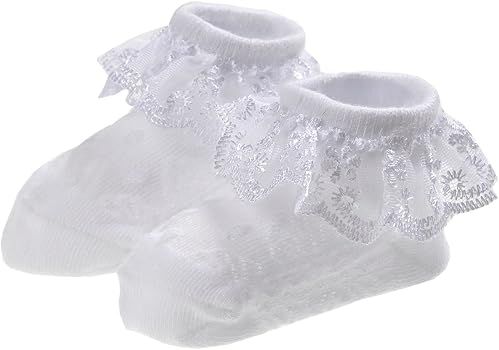 Epeius Baby-Girls Eyelet Frilly Lace Socks,Newborn/Infant/Toddler/Little Girls (Pack of 2/3/4/6) | Amazon (US)