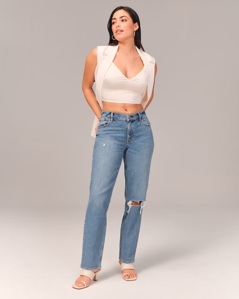 Women's Curve Love Low Rise 90s Straight Jean | Women's Clearance | Abercrombie.com | Abercrombie & Fitch (US)
