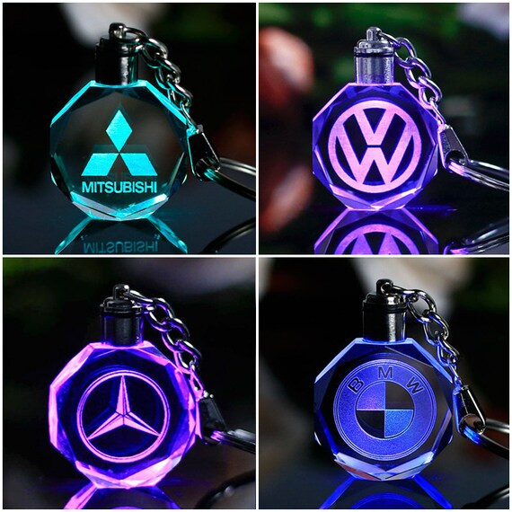 Personalized Laser Engraved Crystal Car Logo Styling Keychain LED Light Hanging Ring Souvenir Gif... | Etsy (US)